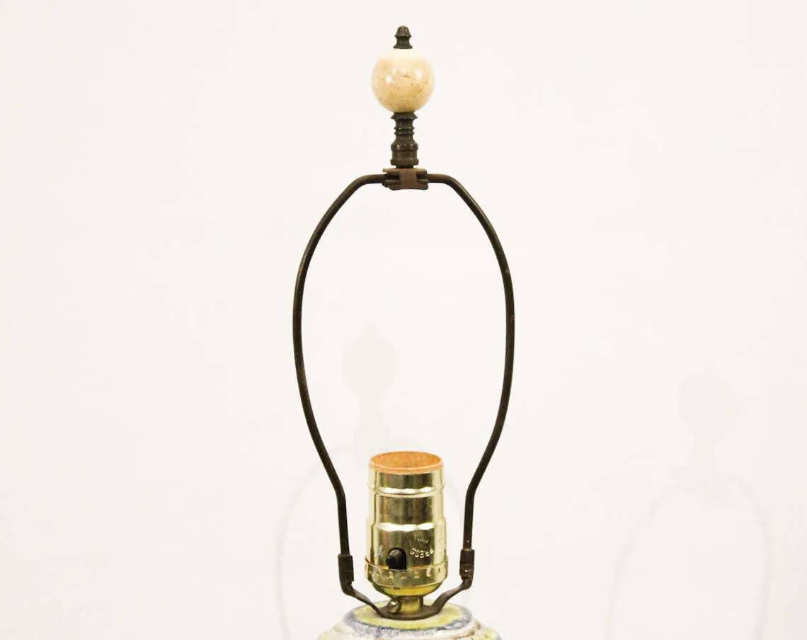 1930s Jazz Orchestra Lamp - Marvelous Musician Music Novelty Scene 30s 40s Art Deco - Pastel Pink Blue Yellow Ceramic & Asian Wood Base