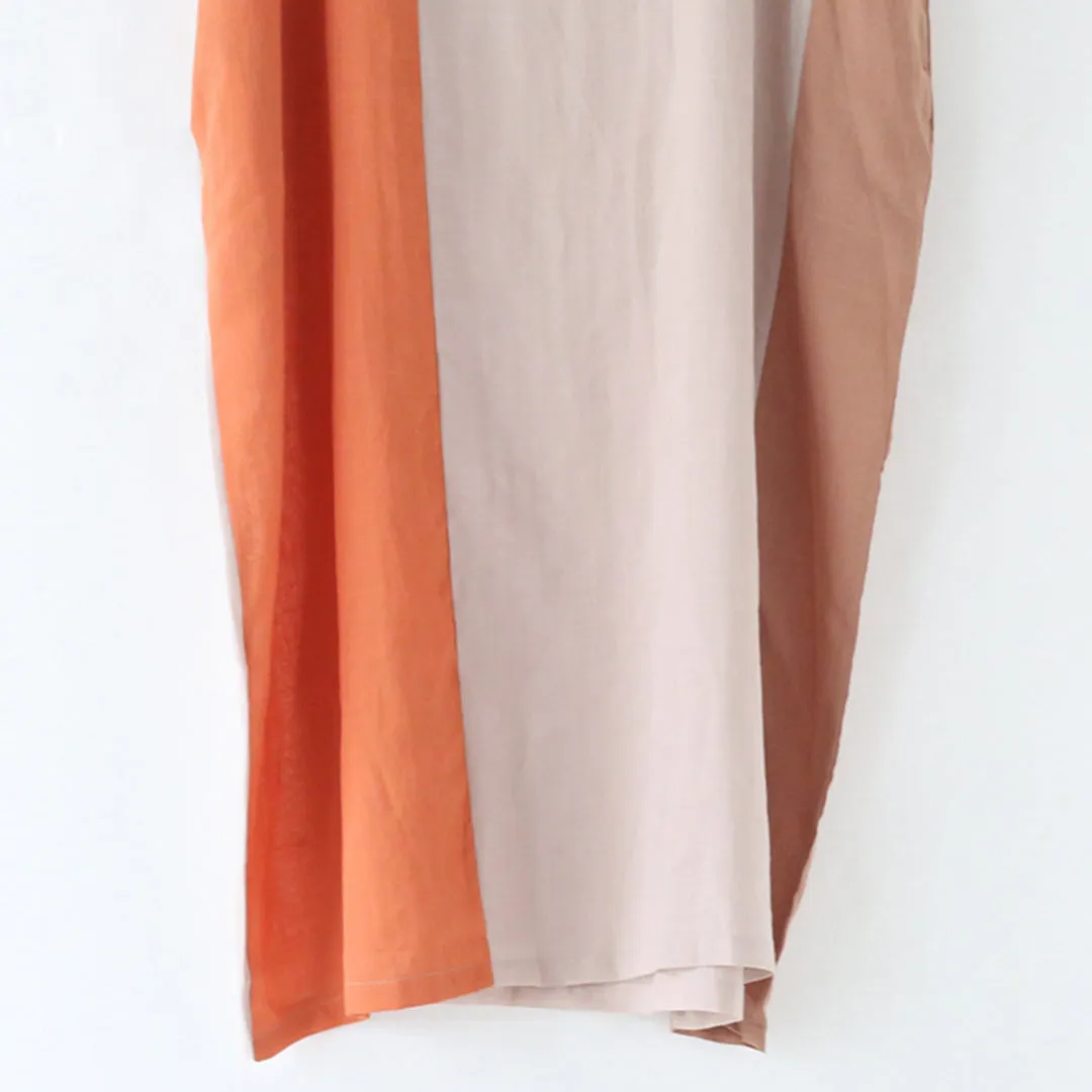 Color Block Linen Loose Fitting Dress
