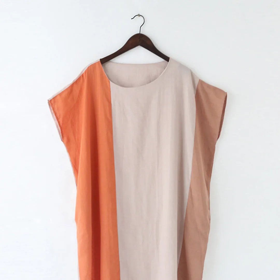 Color Block Linen Loose Fitting Dress