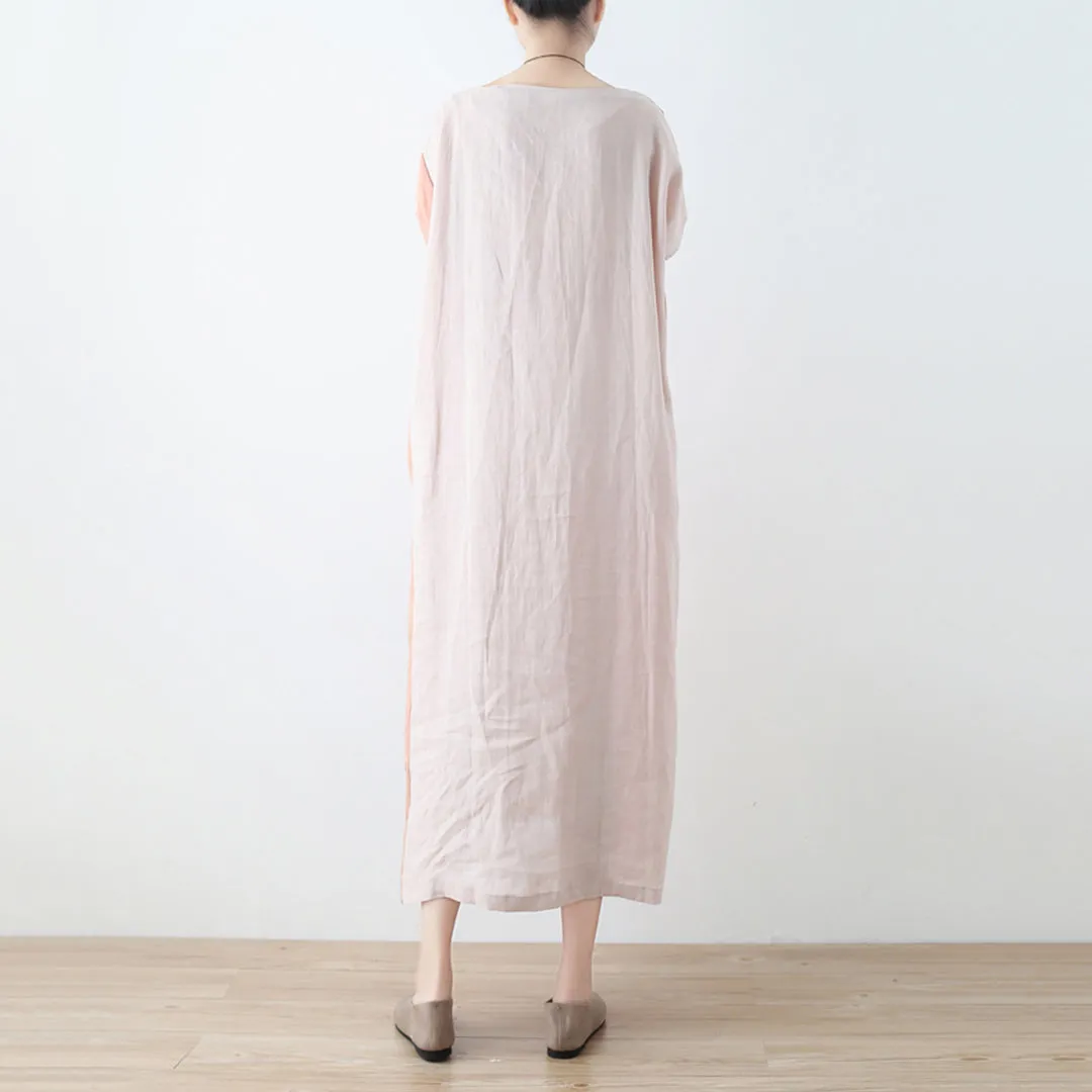Color Block Linen Loose Fitting Dress