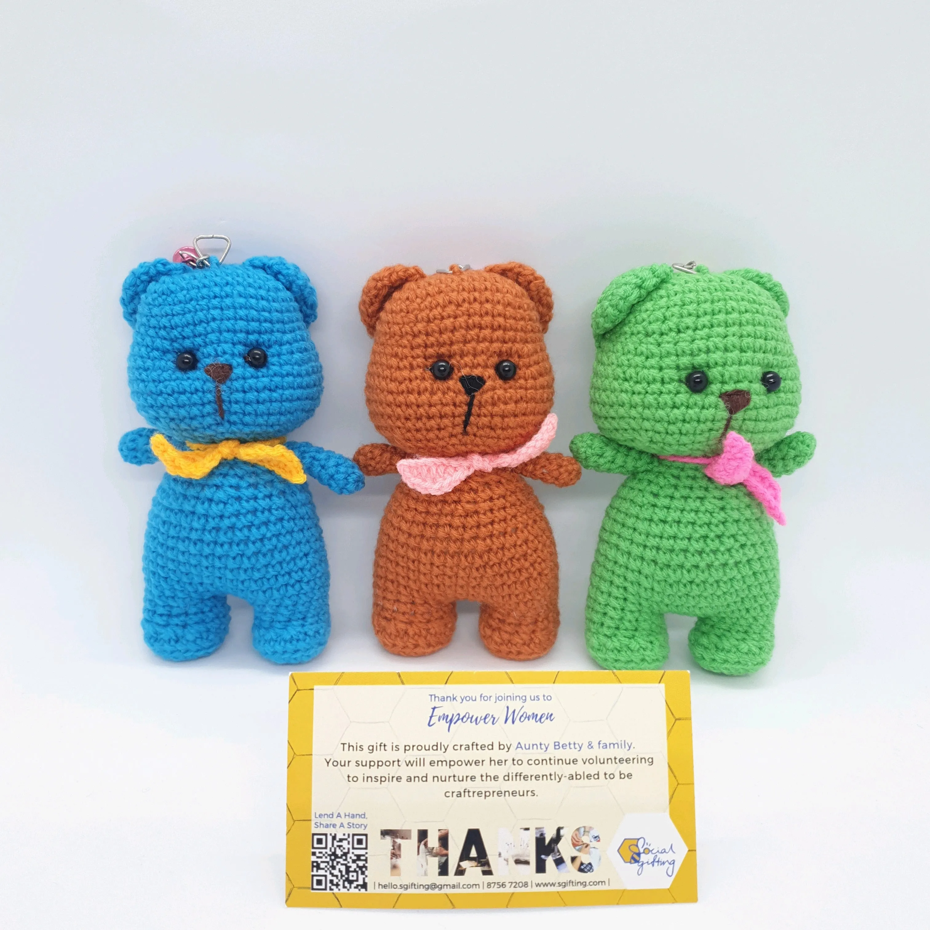 Colorful Bear Crochet Key Ring
