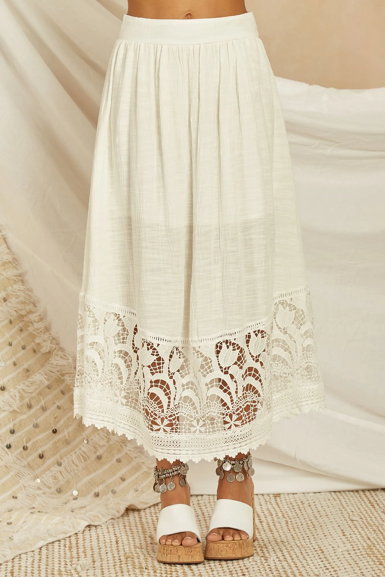 Dolores Midi Skirt White
