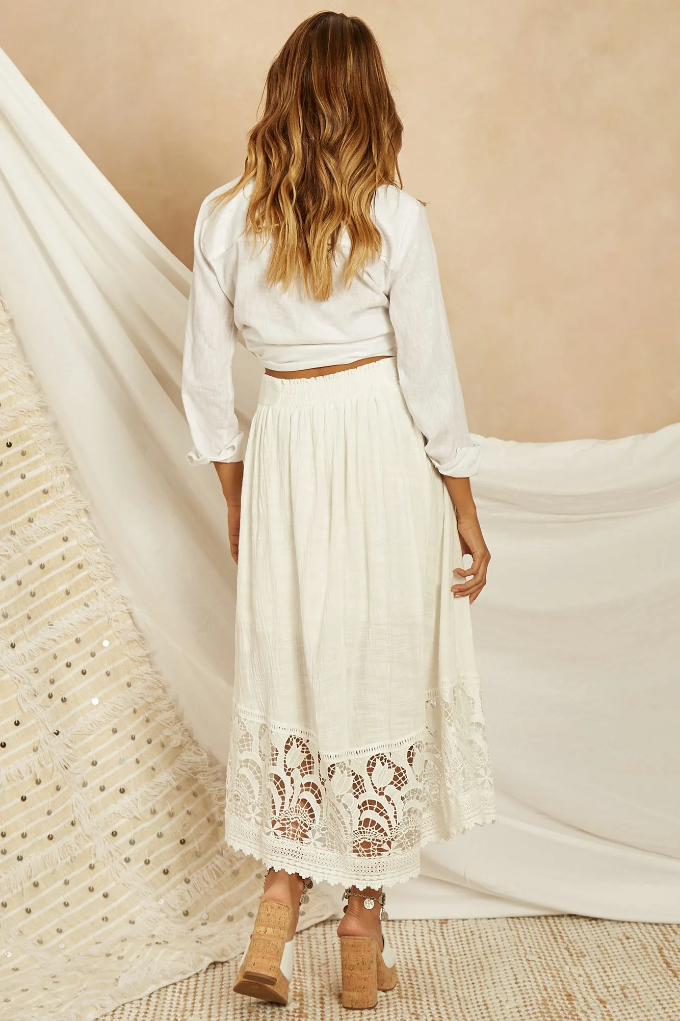 Dolores Midi Skirt White