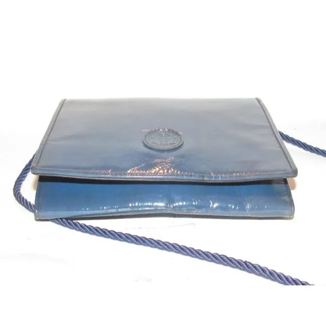 Fendi Vintage Pursesdesigner Purses Blue Lacquered Or Patent Leather Cross Body Bag