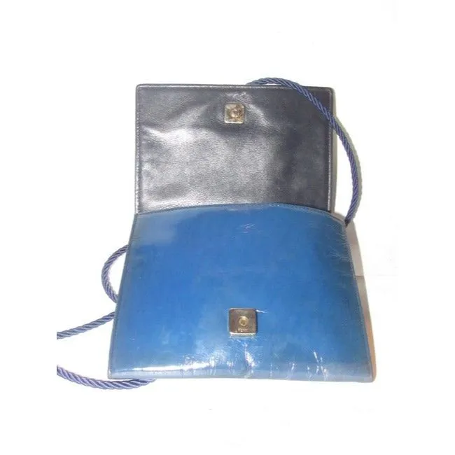 Fendi Vintage Pursesdesigner Purses Blue Lacquered Or Patent Leather Cross Body Bag