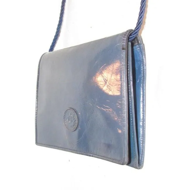 Fendi Vintage Pursesdesigner Purses Blue Lacquered Or Patent Leather Cross Body Bag