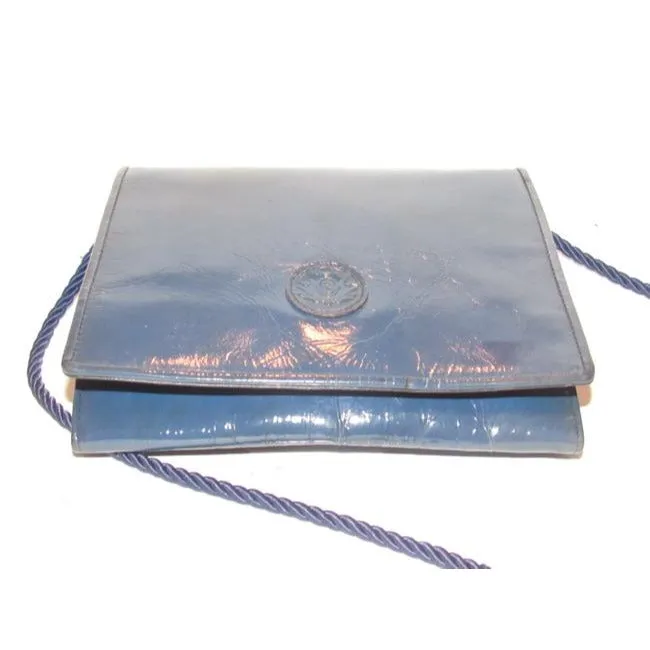 Fendi Vintage Pursesdesigner Purses Blue Lacquered Or Patent Leather Cross Body Bag