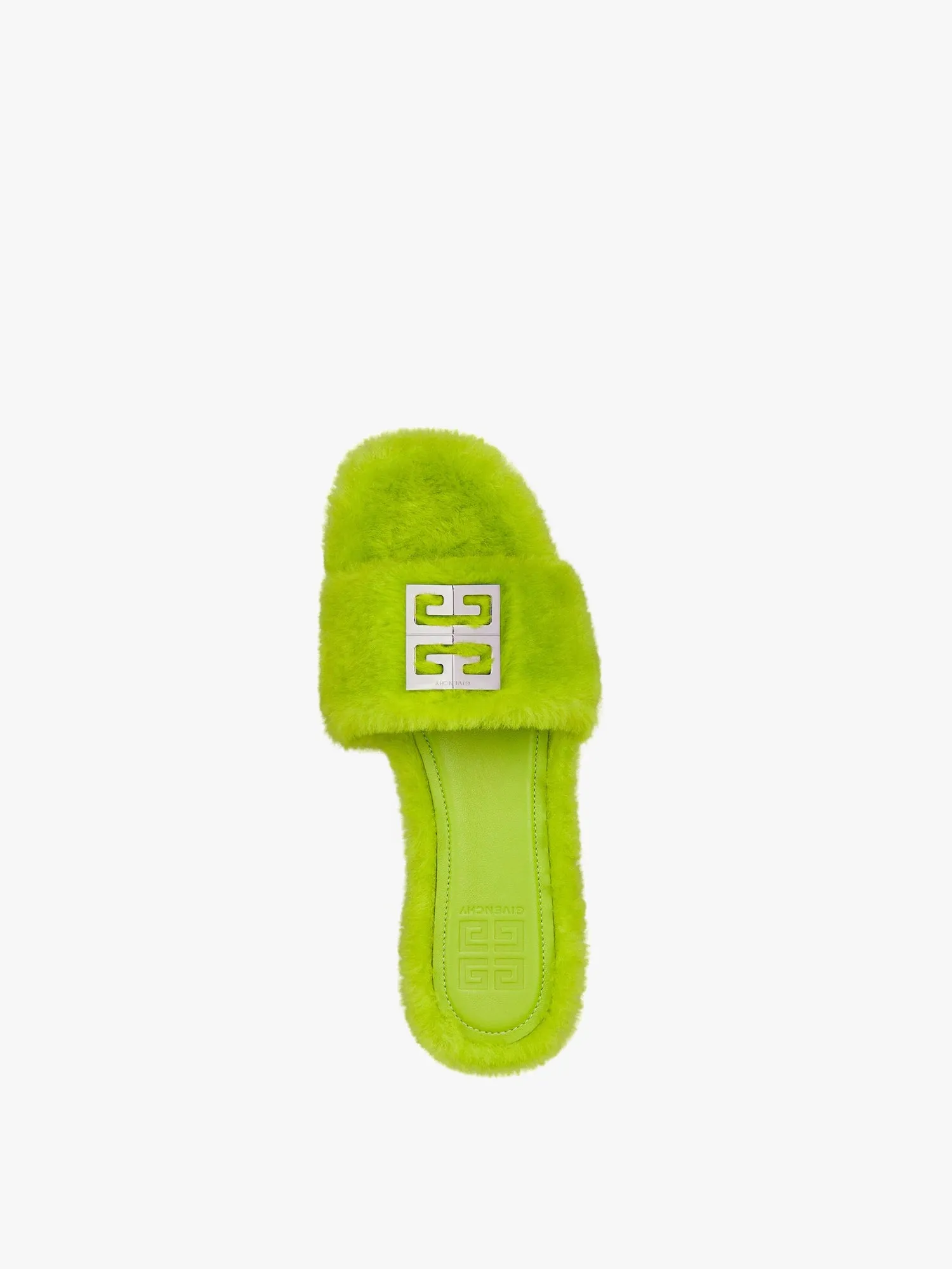Givenchy Women 4g Flat Mule In Shearling Green