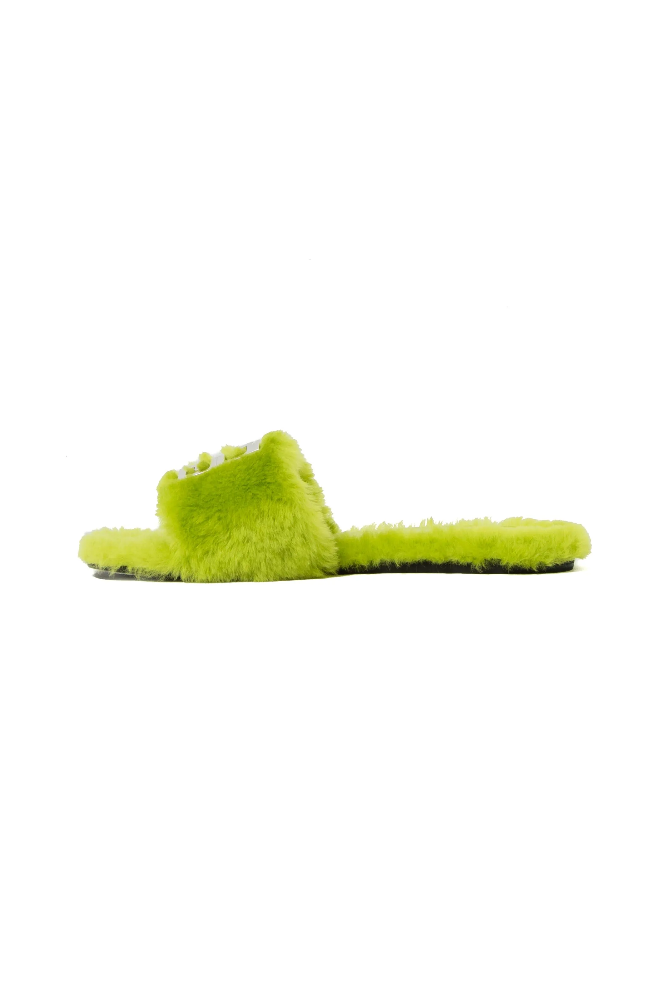 Givenchy Women 4g Flat Mule In Shearling Green