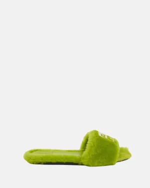 Givenchy Women 4g Flat Mule In Shearling Green