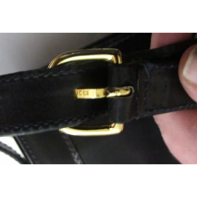 Gucci Jackie W Buckle Hardware Navy Leathergold Satchel