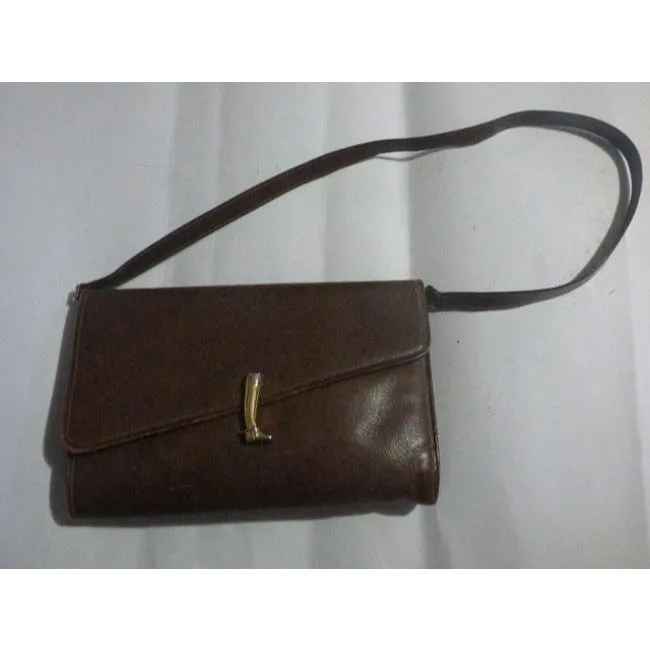Gucci Vintage Brown Leather With Bold Gold Boot Clasp Shoulder Bag