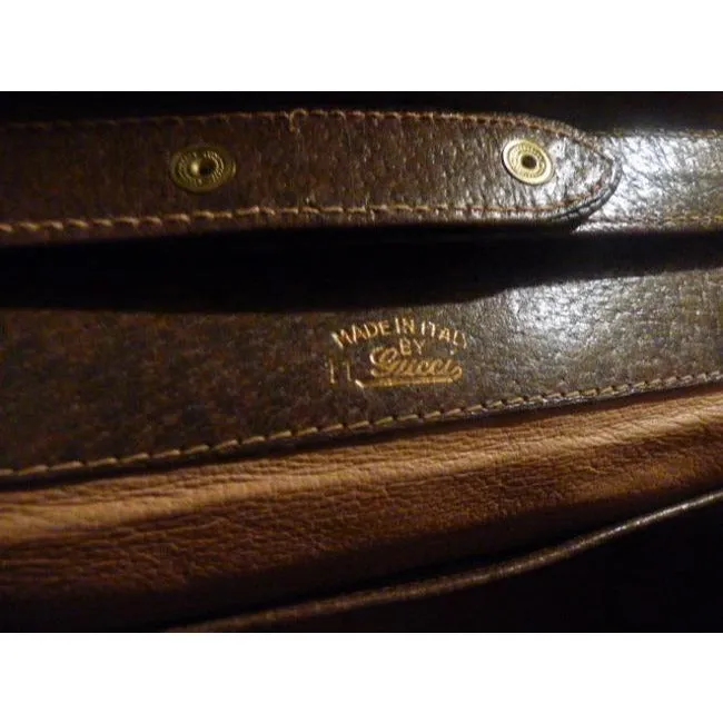 Gucci Vintage Brown Leather With Bold Gold Boot Clasp Shoulder Bag