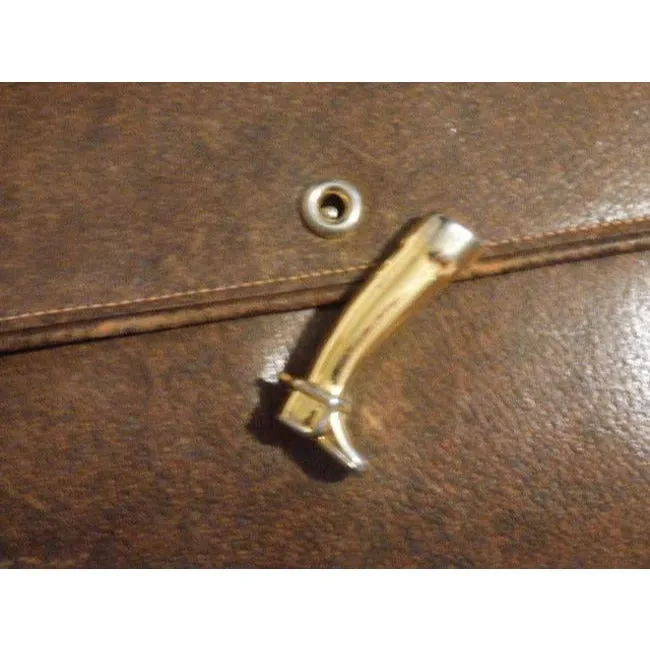 Gucci Vintage Brown Leather With Bold Gold Boot Clasp Shoulder Bag