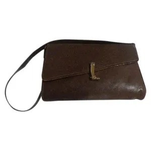 Gucci Vintage Brown Leather With Bold Gold Boot Clasp Shoulder Bag