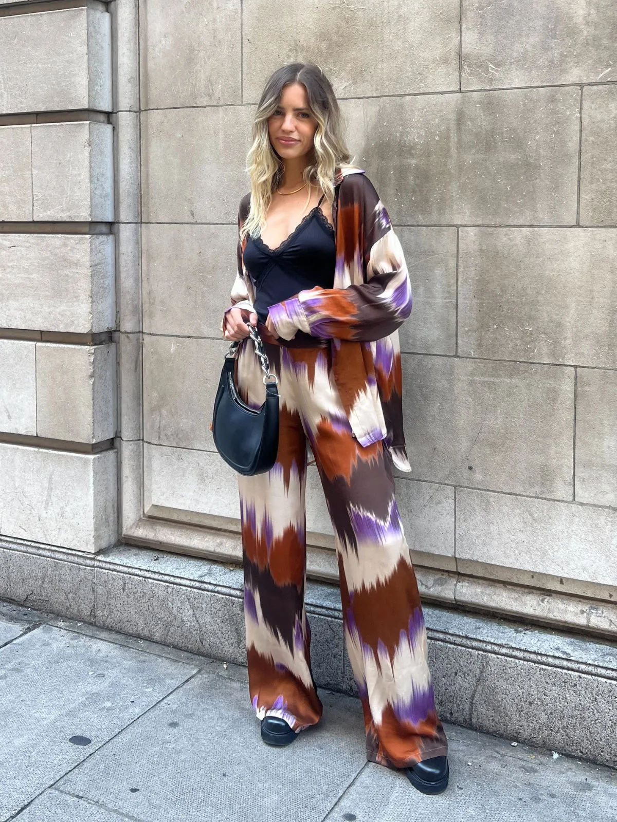 Lyla Satin Trousers in Multi