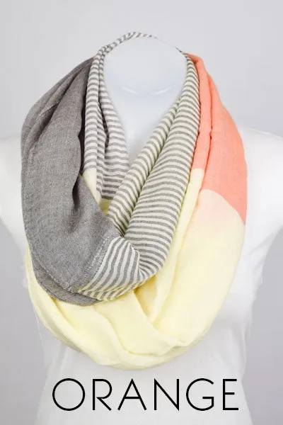 Orange Colorblock Infinity Scarf