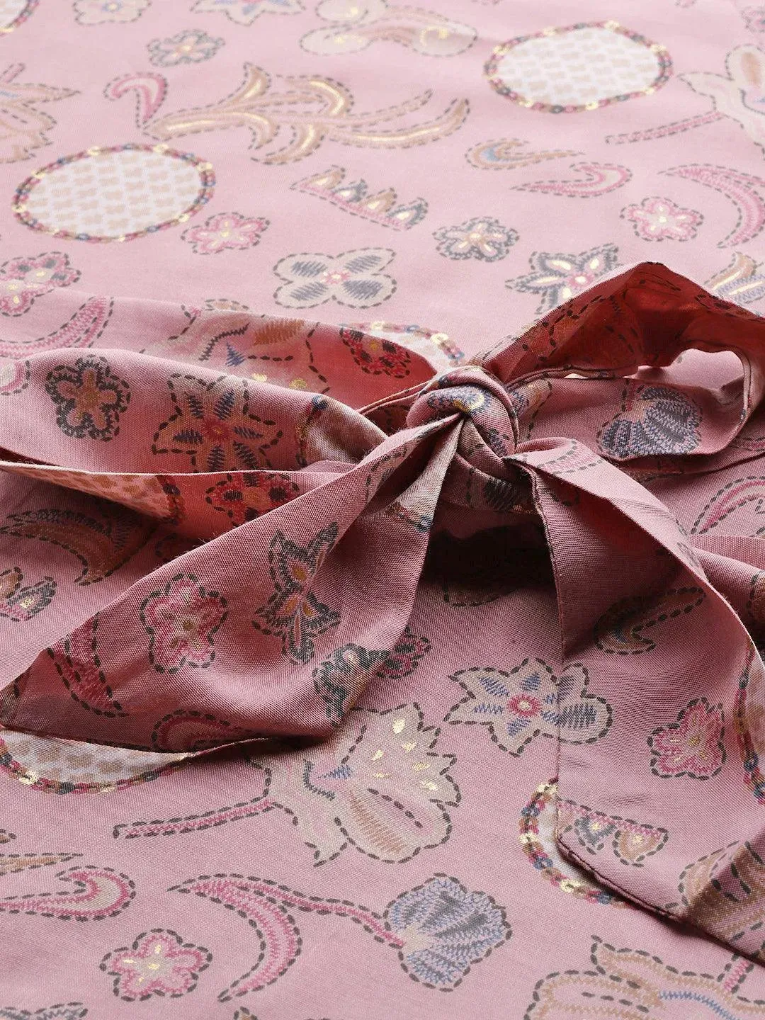 Pink Printed Silk Blend Co-Ords