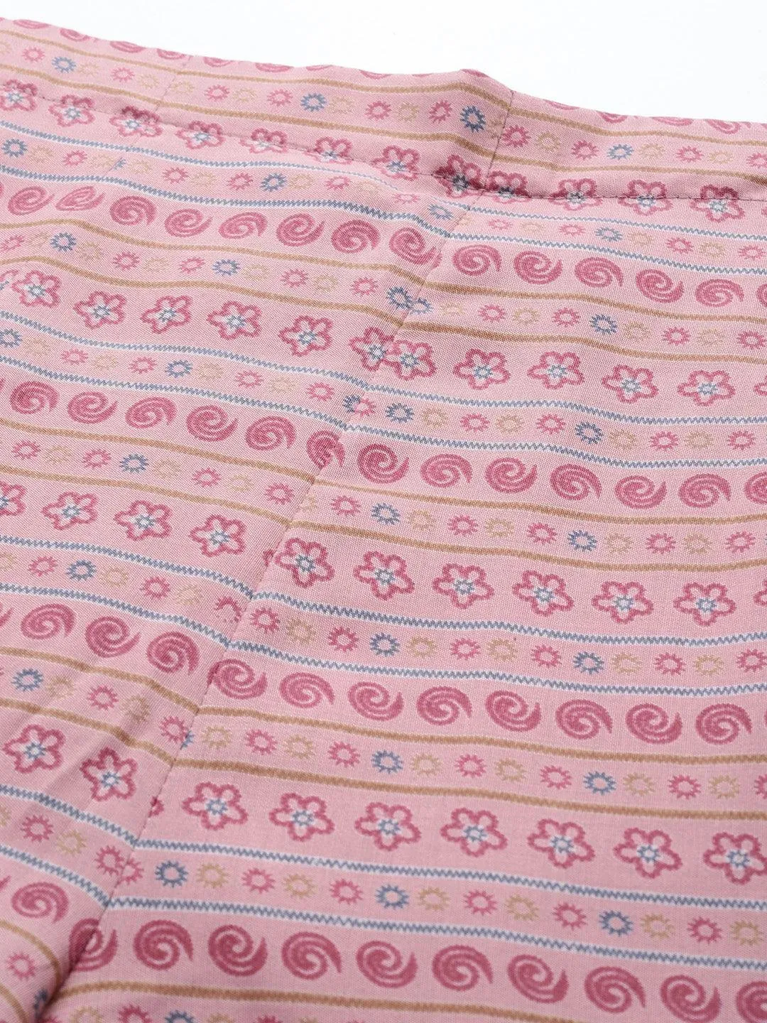 Pink Printed Silk Blend Co-Ords