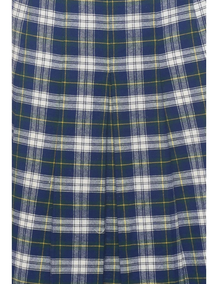 Plaid Navy Midi Skirt - S