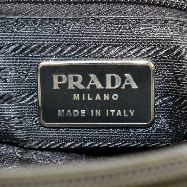 Prada Purses Grey Nylon With Chrome Hardware Satchel