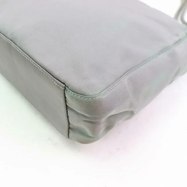 Prada Purses Grey Nylon With Chrome Hardware Satchel