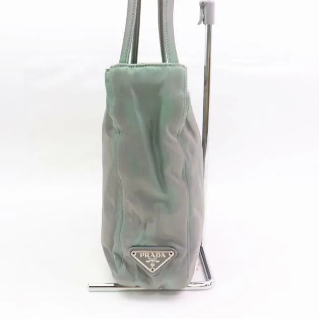 Prada Purses Grey Nylon With Chrome Hardware Satchel