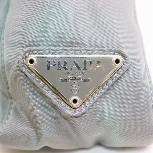 Prada Purses Grey Nylon With Chrome Hardware Satchel