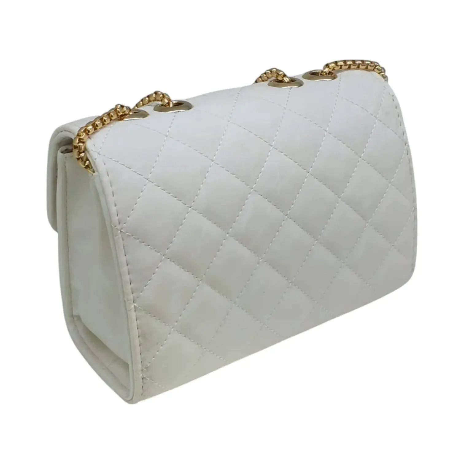 Quilted Chain Shoulder Bag with Gold Chain