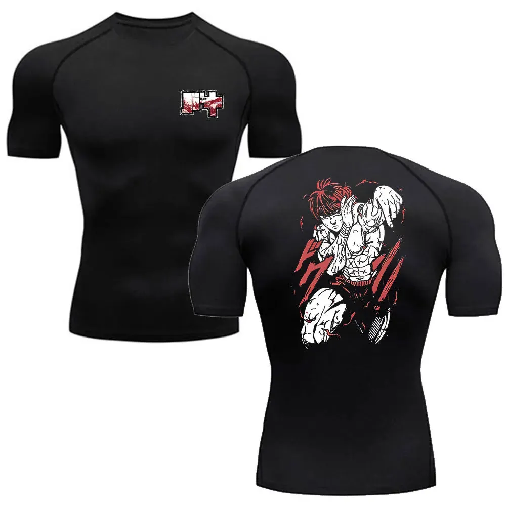 "THE BRAWLER" - Hanma - Baki Anime Gym Compression Fit T-Shirts | V-3