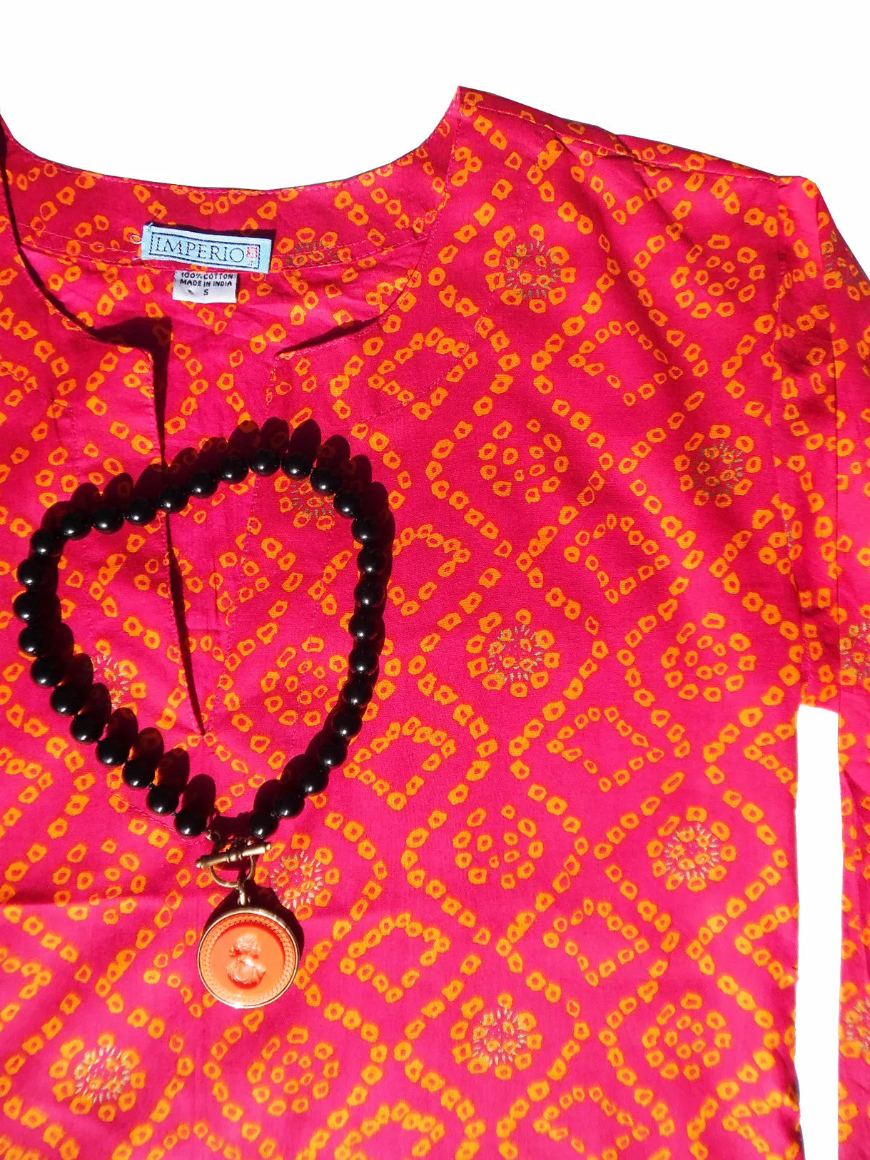 Raja Cotton Tunic Fuchsia Orange Tie Dye