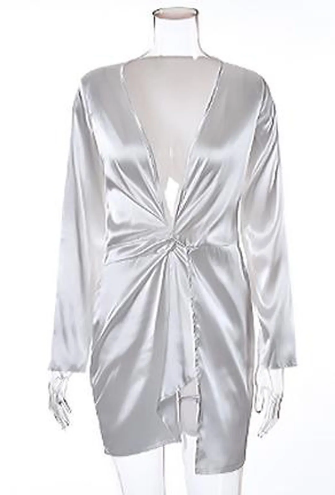 SANDRA - DRAPE FRONT SATEEN DRESS
