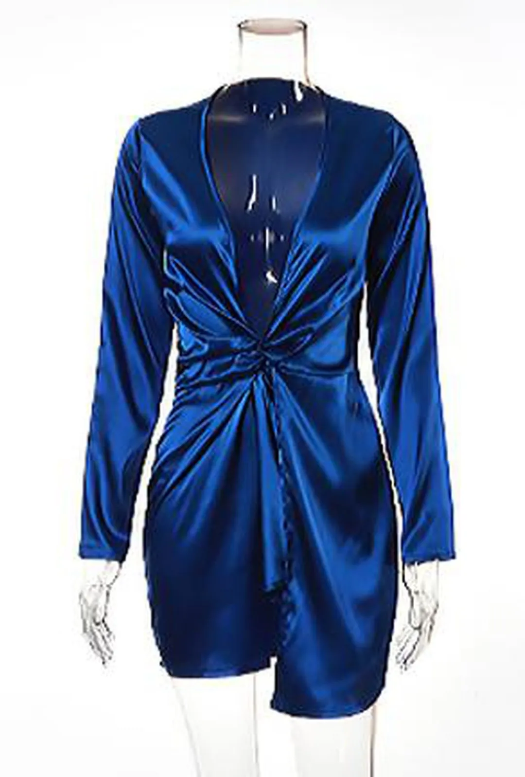 SANDRA - DRAPE FRONT SATEEN DRESS