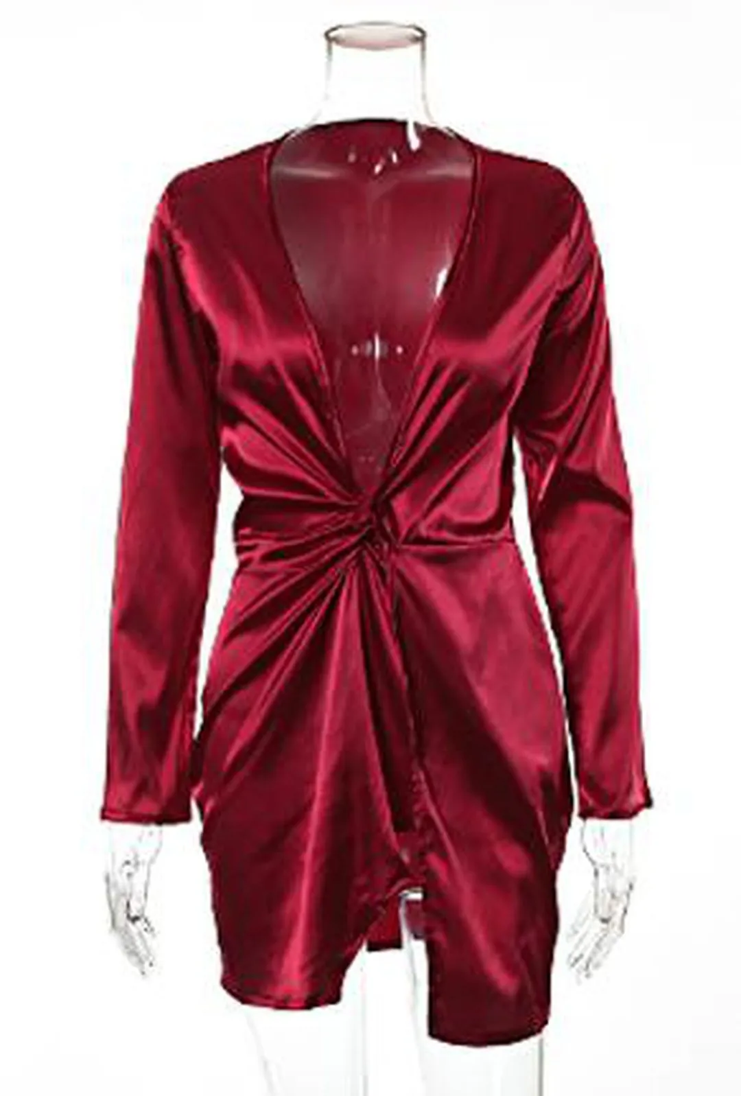 SANDRA - DRAPE FRONT SATEEN DRESS