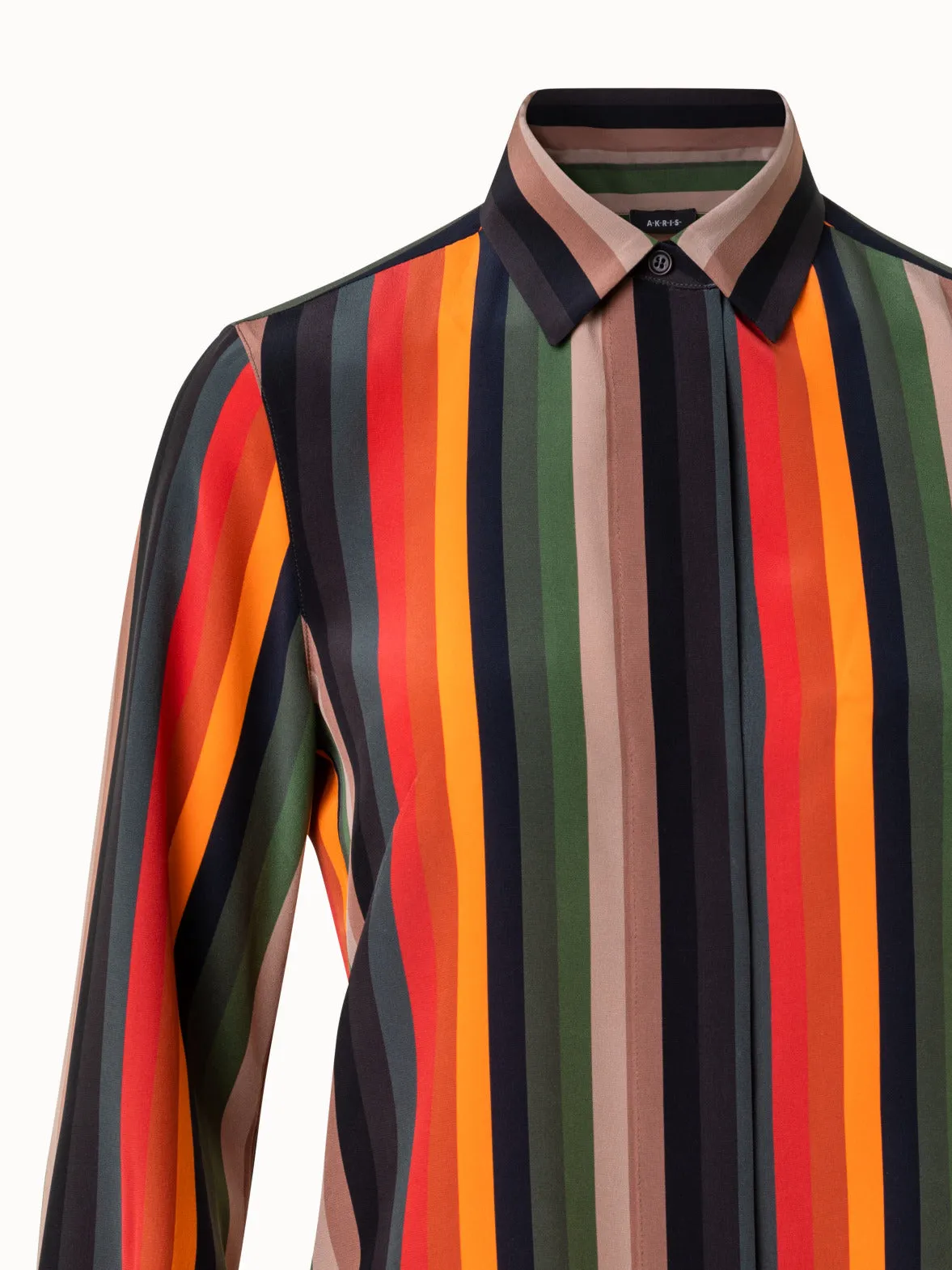 Silk Crêpe Blouse with Dégradé Stripes