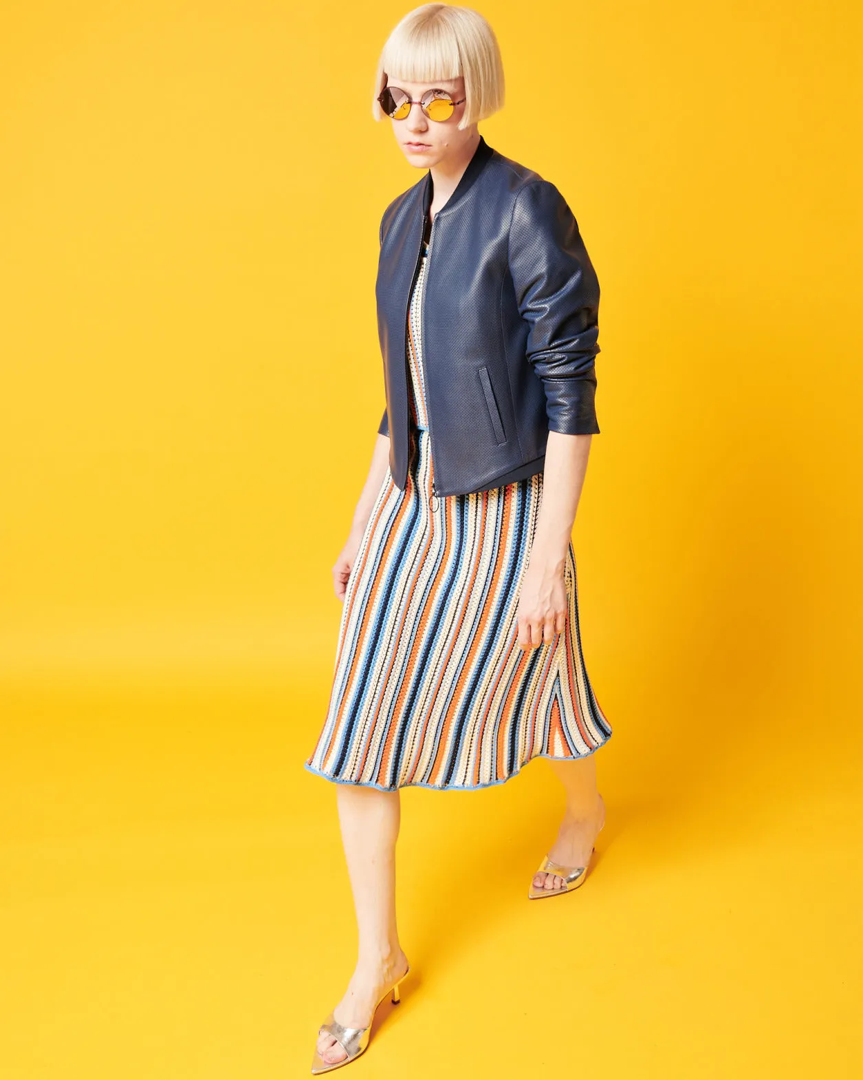 Striped Knit Midi Skirt