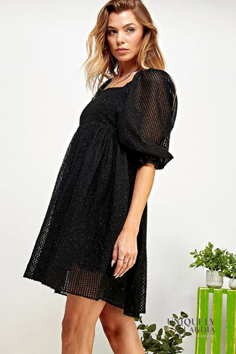 Taylor Babydoll Shimmer Texture Dress