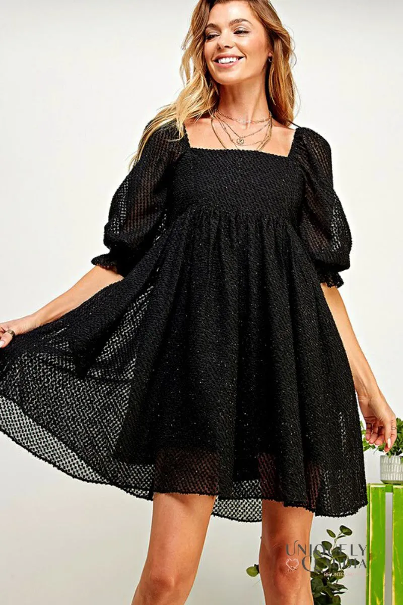 Taylor Babydoll Shimmer Texture Dress