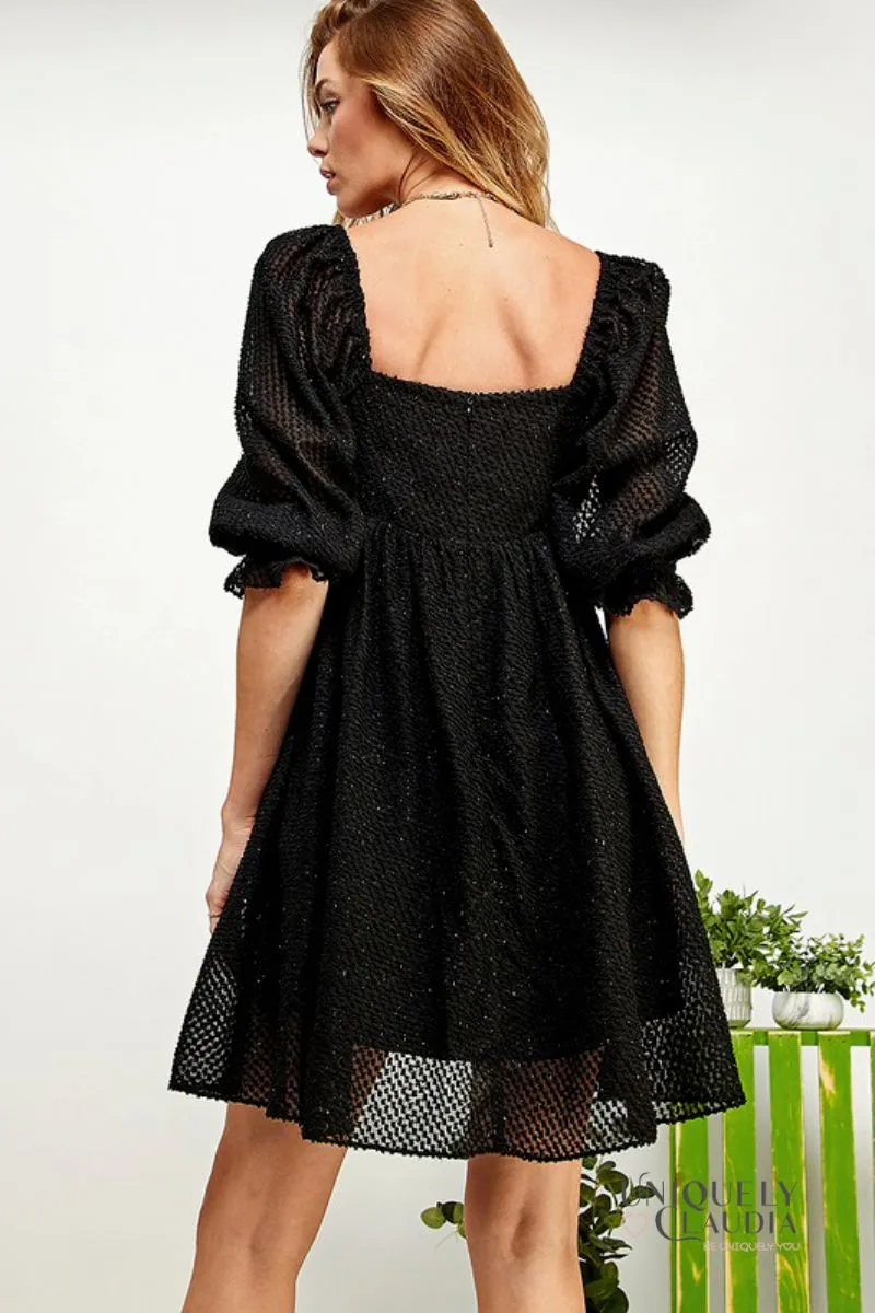Taylor Babydoll Shimmer Texture Dress