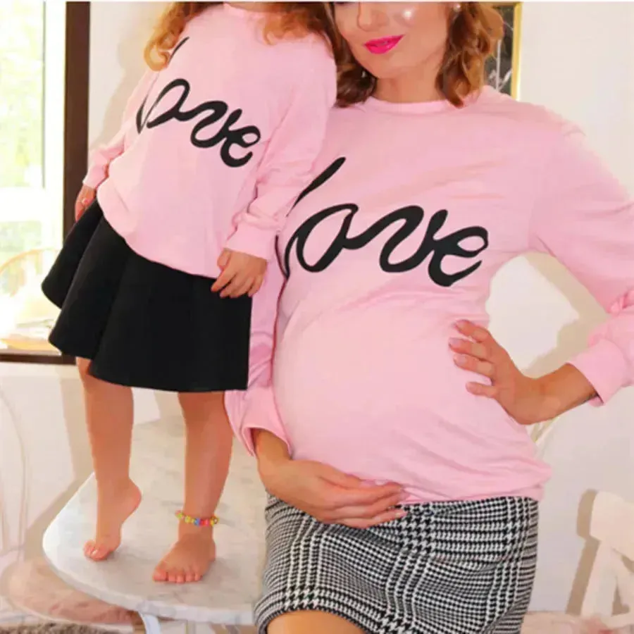 Women Maternity Sweatshirt Love Printed Parent-child Sweatshirt