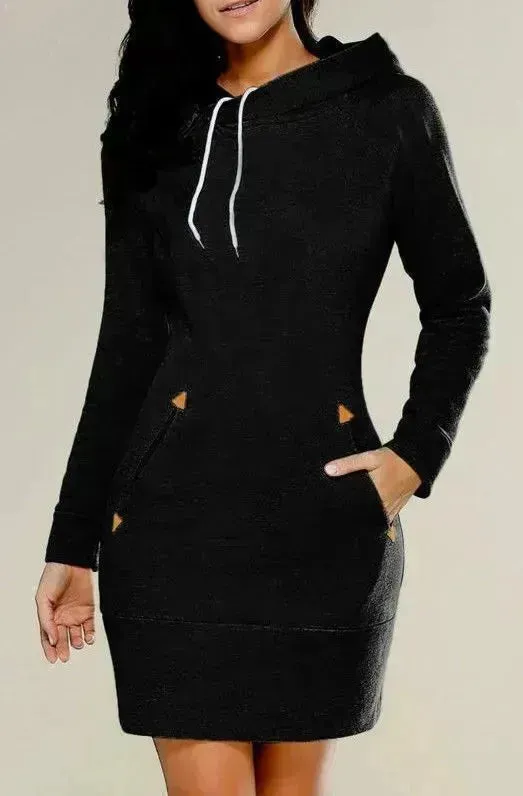 Women New hooded zipper pullover mid-length sweater